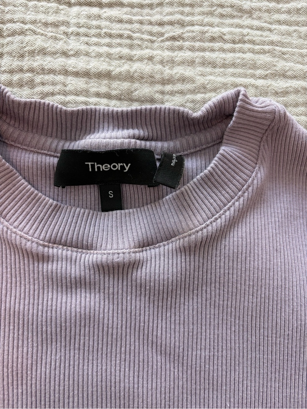 Theory Ribbed Crewneck Sweater — Light Lavender